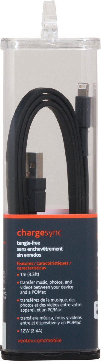 slide 2 of 9, Ventev ChargeSync Black Tangle-Free Lightning Cable 1 ea, 1 ea