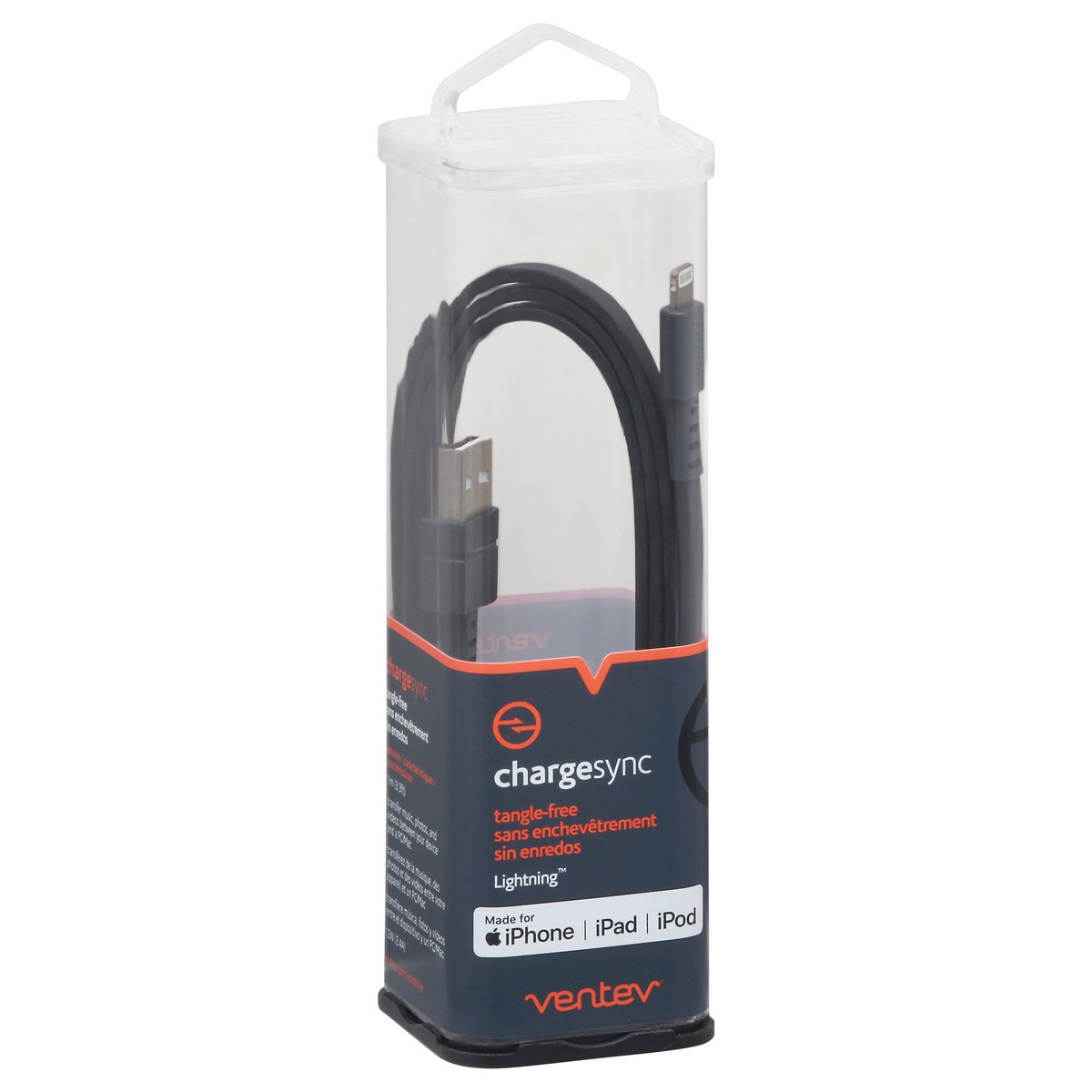 slide 5 of 9, Ventev ChargeSync Black Tangle-Free Lightning Cable 1 ea, 1 ea