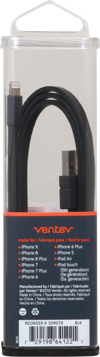 slide 9 of 9, Ventev ChargeSync Black Tangle-Free Lightning Cable 1 ea, 1 ea