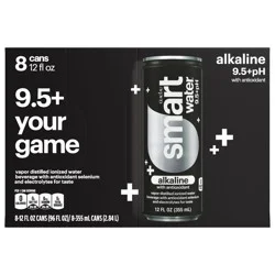 Glaceau Smartwater Alkaline With Antioxidant Cans, 12 fl oz, 8 Pack