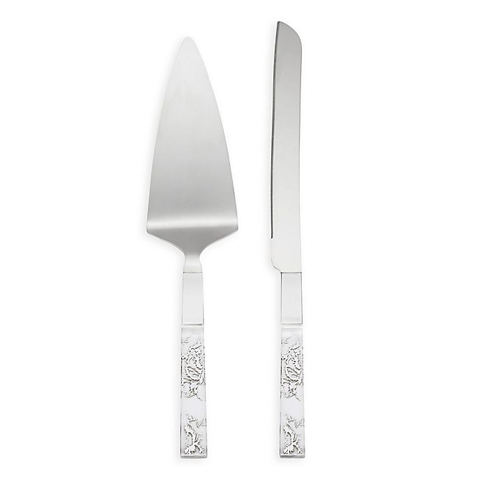 slide 1 of 1, Lenox Peony Cake Knife and Cake Server Set, 2 ct