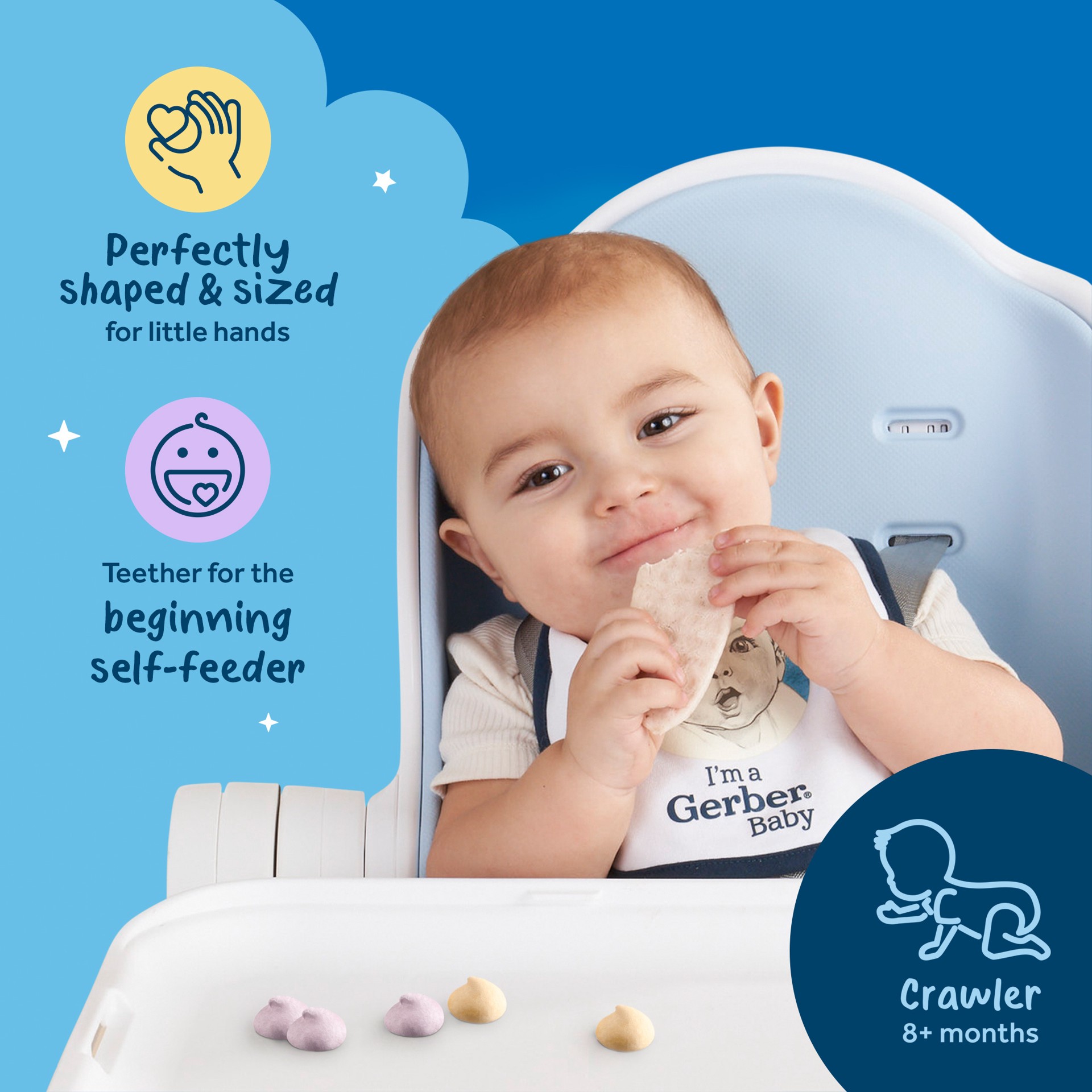 slide 6 of 7, Gerber Stage 3 Baby Food, Teethers and Yogurt Melts Snacks Variety Pack, (Pack of 6), 7.4 oz