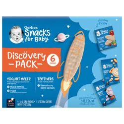 Gerber Baby Food, Baby Snacks, Discovery Pack, Teethers and Yogurt Melts, Crawler (8+ Months) Variety Pack (Pack of 6)