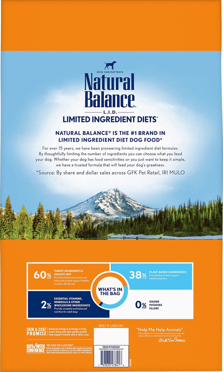 slide 5 of 7, Natural Balance L.I.D. Limited Ingredients Diet Grain Free Turkey Formula Dog Food 12 lb, 12 lb