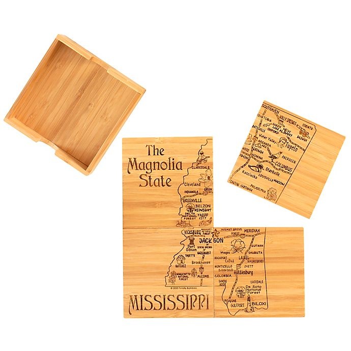 slide 1 of 2, Totally Bamboo Mississippi Puzzle Coaster Set, 5 ct