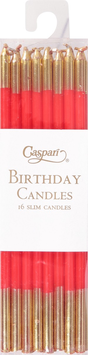 slide 5 of 11, Caspari Red/Gold Birthday Slims Birthday Candles 16 Each, 16 ct