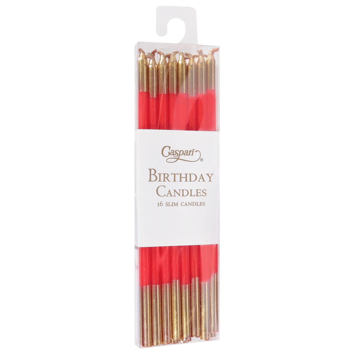 slide 10 of 11, Caspari Red/Gold Birthday Slims Birthday Candles 16 Each, 16 ct