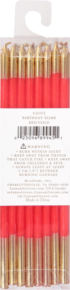 slide 8 of 11, Caspari Red/Gold Birthday Slims Birthday Candles 16 Each, 16 ct