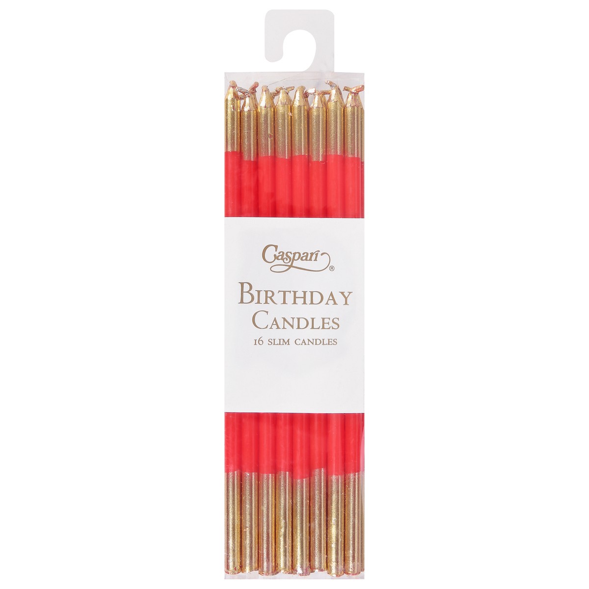 slide 9 of 11, Caspari Red/Gold Birthday Slims Birthday Candles 16 Each, 16 ct