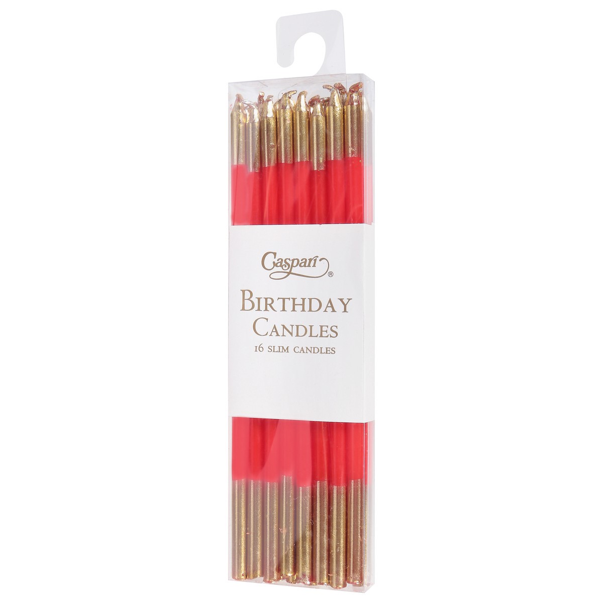 slide 7 of 11, Caspari Red/Gold Birthday Slims Birthday Candles 16 Each, 16 ct