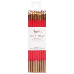 Caspari Birthday Slims Red/Gold Candles - 16 Each