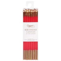 Caspari Birthday Slims Red/Gold Candles - 16 Each