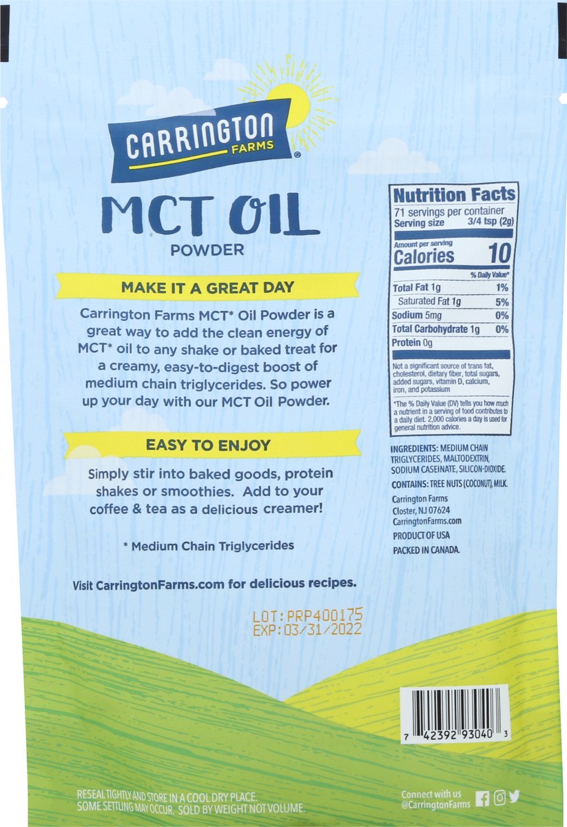 slide 2 of 9, Carrington Farms MCT Oil Powder 5 oz, 5 oz