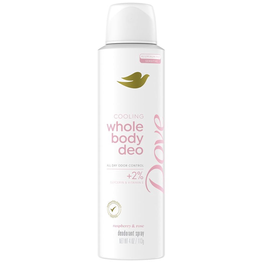 slide 1 of 5, Dove Whole Body Deo Cooling Spray Raspberry & Rose, 4 oz