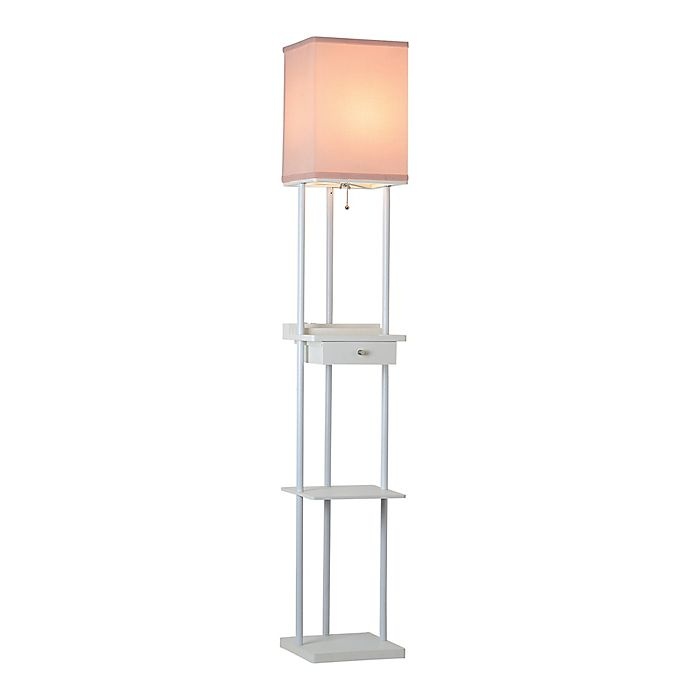 slide 2 of 6, Adesso Etagere Floor Lamp with Charging Station - White/Pink, 1 ct
