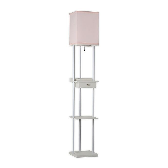 slide 1 of 6, Adesso Etagere Floor Lamp with Charging Station - White/Pink, 1 ct