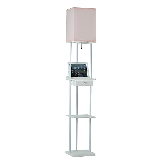 slide 3 of 6, Adesso Etagere Floor Lamp with Charging Station - White/Pink, 1 ct