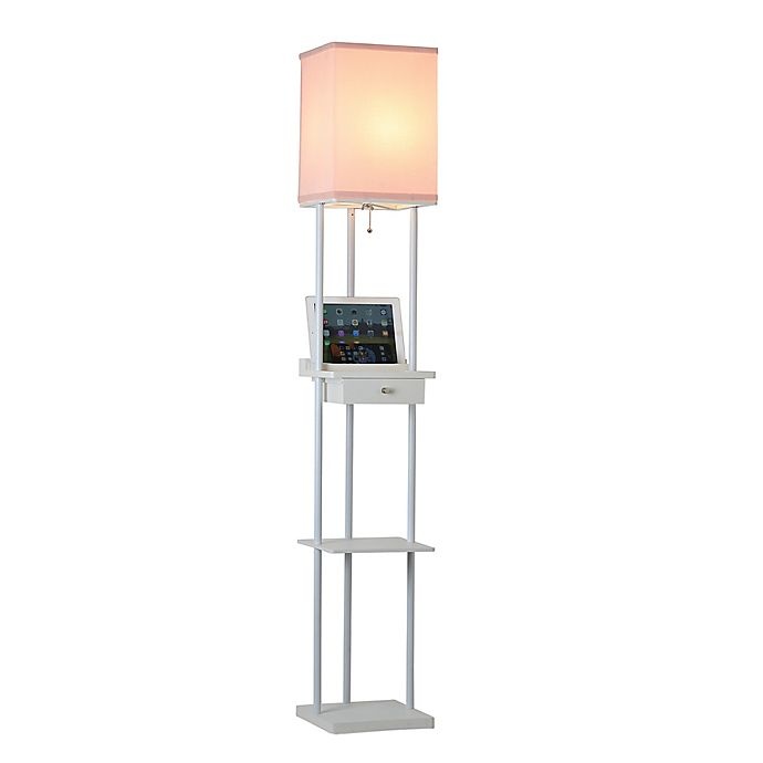 slide 4 of 6, Adesso Etagere Floor Lamp with Charging Station - White/Pink, 1 ct