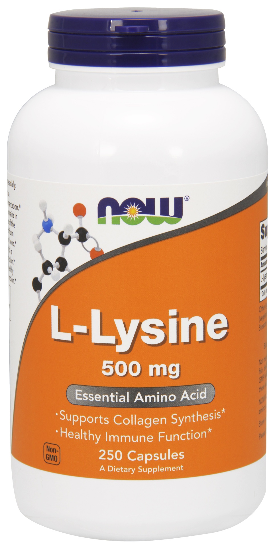 slide 1 of 1, NOW L-Lysine 500 mg Capsules, 250 ct 