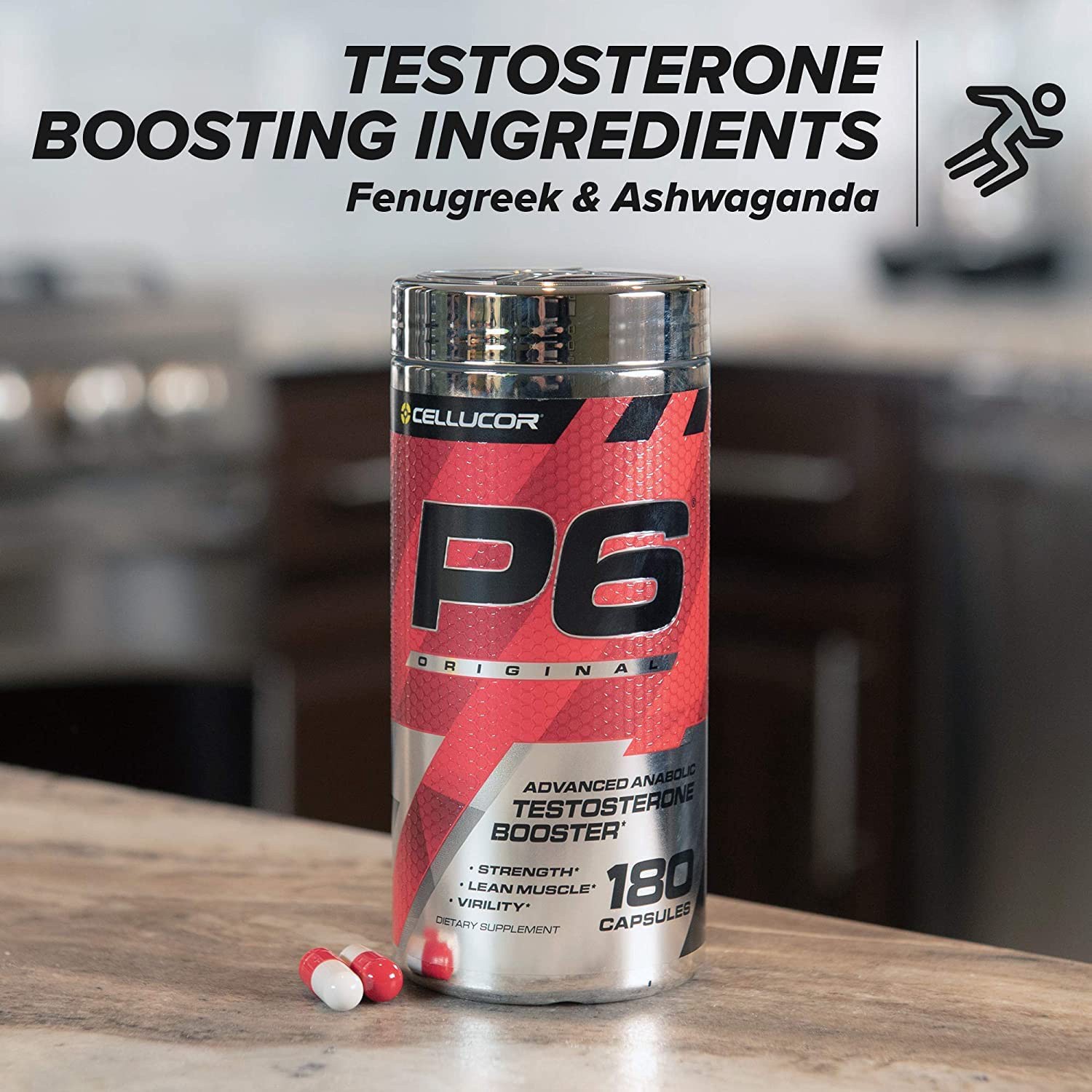 slide 3 of 4, Cellucor, P6 Original, Testosterone, Unflavored, Testosterone Booster, Lean Muscle, 1.50 g