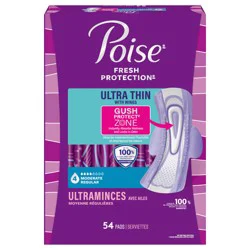 Poise Ultra Thin Incontinence & Postpartum Pads with Wings for Bladder Leaks, 4 Drop Moderate Absorbency, Regular Length, 54 Count