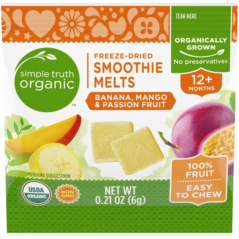 slide 3 of 4, Simple Truth Organic Banana Mango & Passion Fruit Smoothie Melts, 0.21 oz