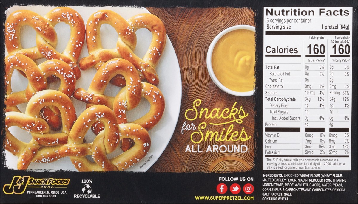 slide 8 of 9, SUPERPRETZEL Pretzels, Soft, Original, 6 ct
