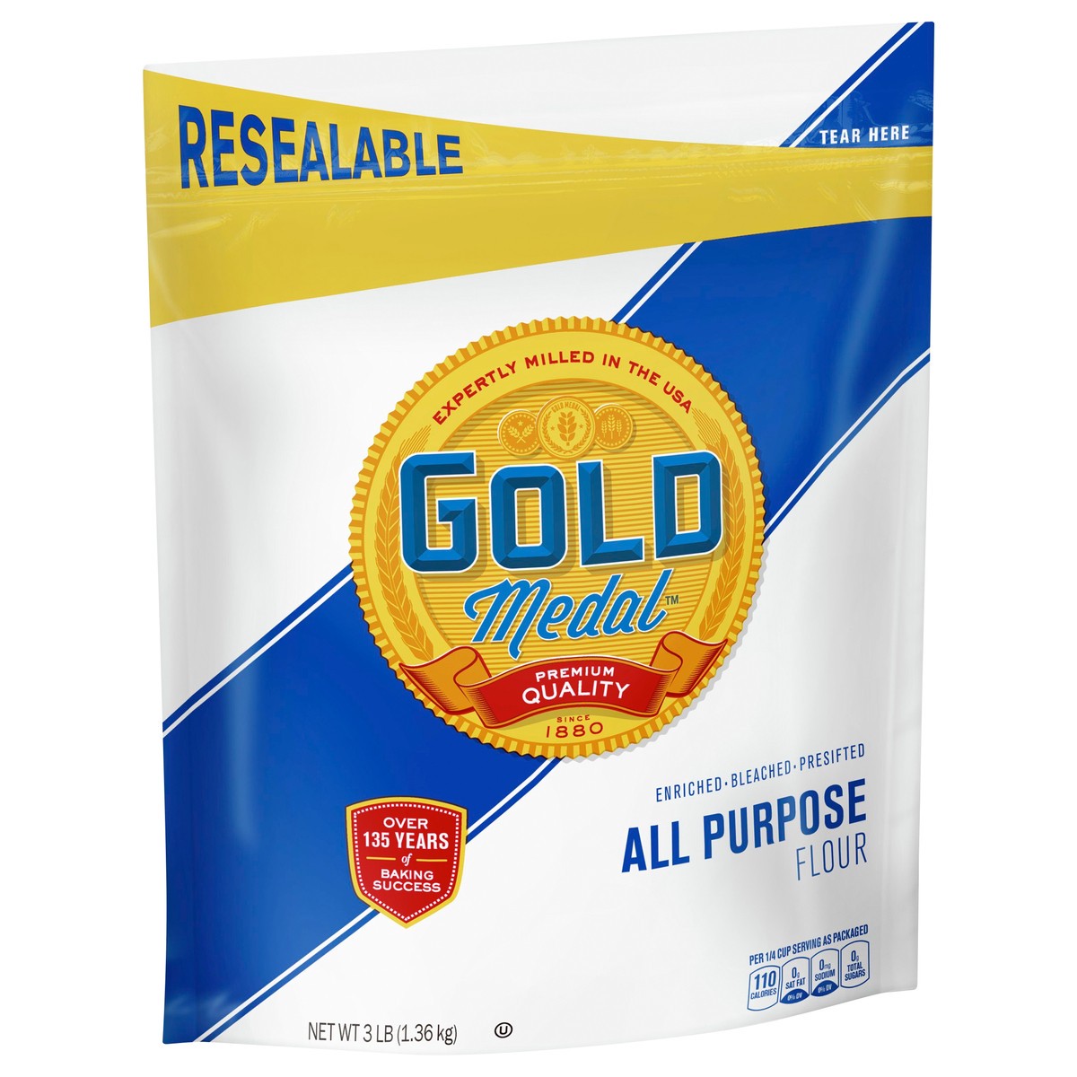slide 5 of 9, Gold Medal All Purpose Flour, Baking Flour, 3 lb Resealable Bag, 48 oz