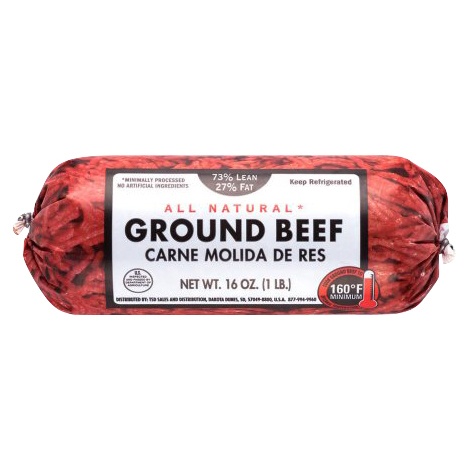 slide 1 of 1, 73/27% Fine Grind Ground Beef Chub, 3 lb