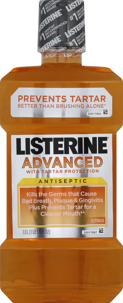 slide 1 of 7, Listerine Original Antiseptic Mouthwash For Bad Breath & Plaque, 1 liter