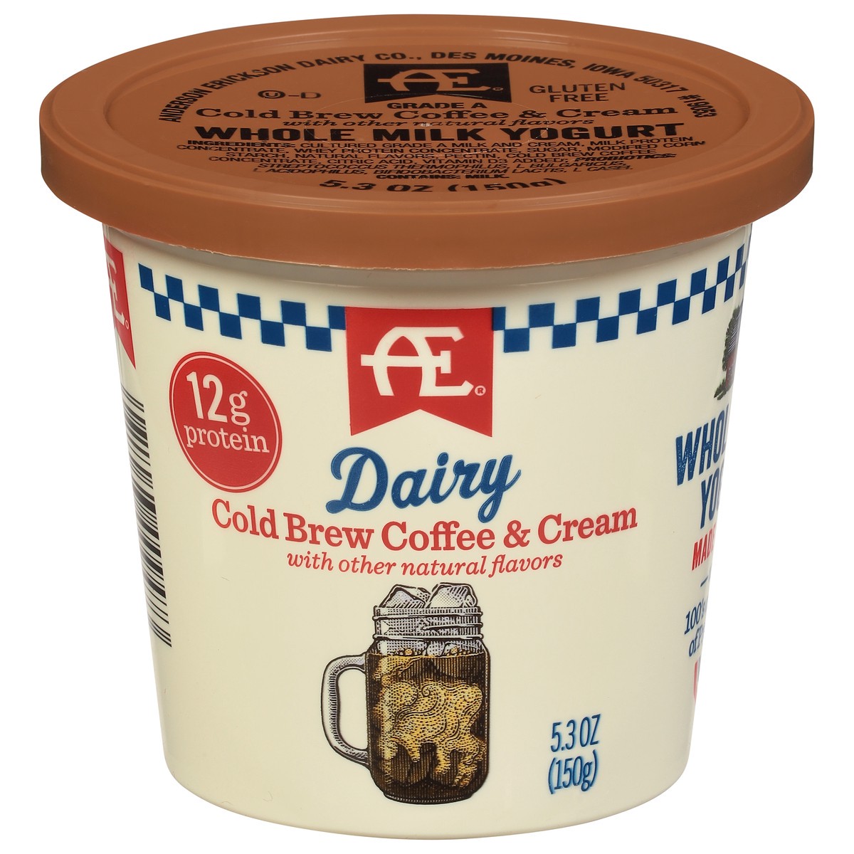 slide 1 of 9, AE Dairy Whole Milk Cold Brew Coffee & Cream Yogurt 5.3 oz, 5.3 oz