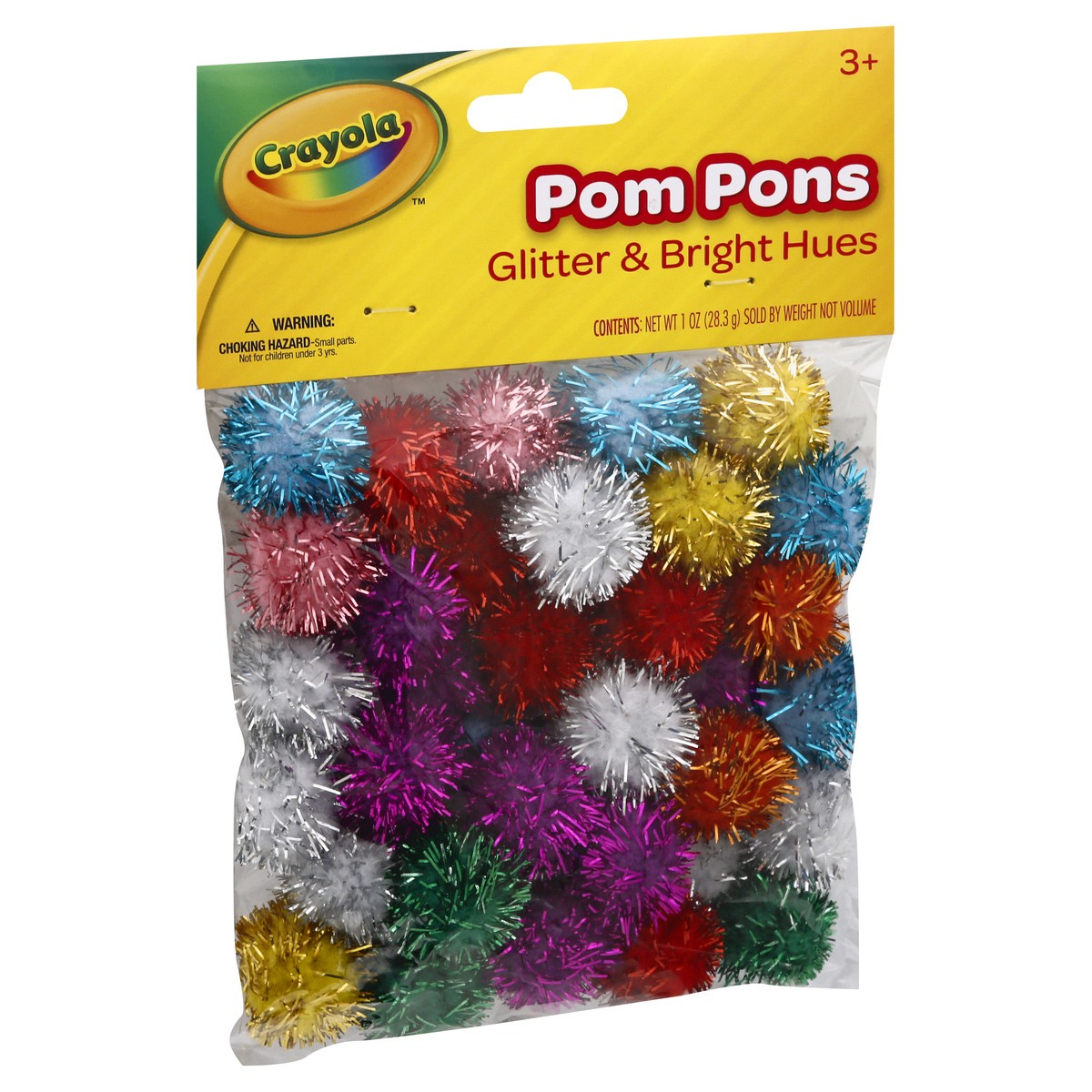 slide 2 of 9, Crayola Glitter & Bright Hues 3+ Pom Pons 1 oz, 1 ct