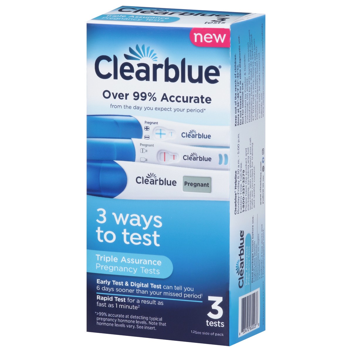 slide 9 of 13, Clearblue Triple Assurance Pregnancy Test Kit, Home Pregnancy Tests, 3 Ways to Test, Results 6 Days Sooner, hCG Hormone Pregnancy Test, Great for Pregnancy Announcement, 3 Ct, 3 ct