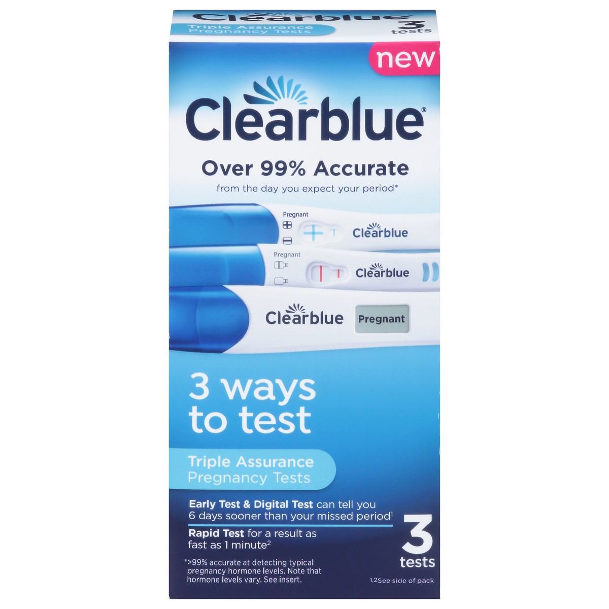 slide 12 of 13, Clearblue Triple Assurance Pregnancy Test Kit, Home Pregnancy Tests, 3 Ways to Test, Results 6 Days Sooner, hCG Hormone Pregnancy Test, Great for Pregnancy Announcement, 3 Ct, 3 ct