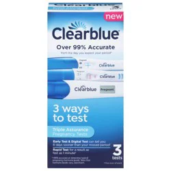 Clearblue Triple Assurance Pregnancy Test Kit, Home Pregnancy Tests, 3 Ways to Test, Results 6 Days Sooner, hCG Hormone Pregnancy Test, Great for Pregnancy Announcement, 3 Ct