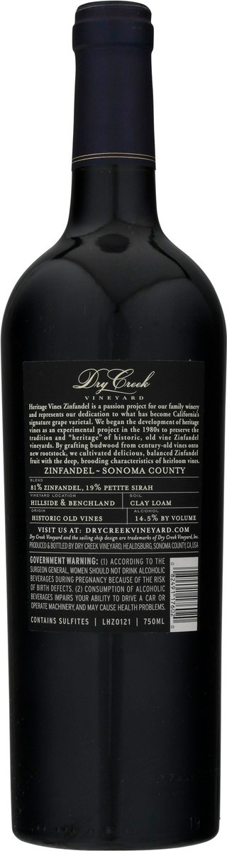slide 7 of 9, Dry Creek Vineyard Heritage Zinfandel, 750 ml