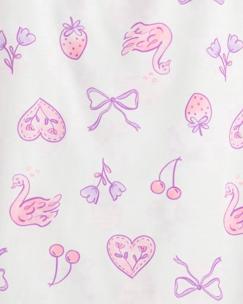 slide 2 of 4, Carter's Carters Girls Swan Floral Loose Fit Night Gown - Purple/White White/Lavender 8-10, 1 ct