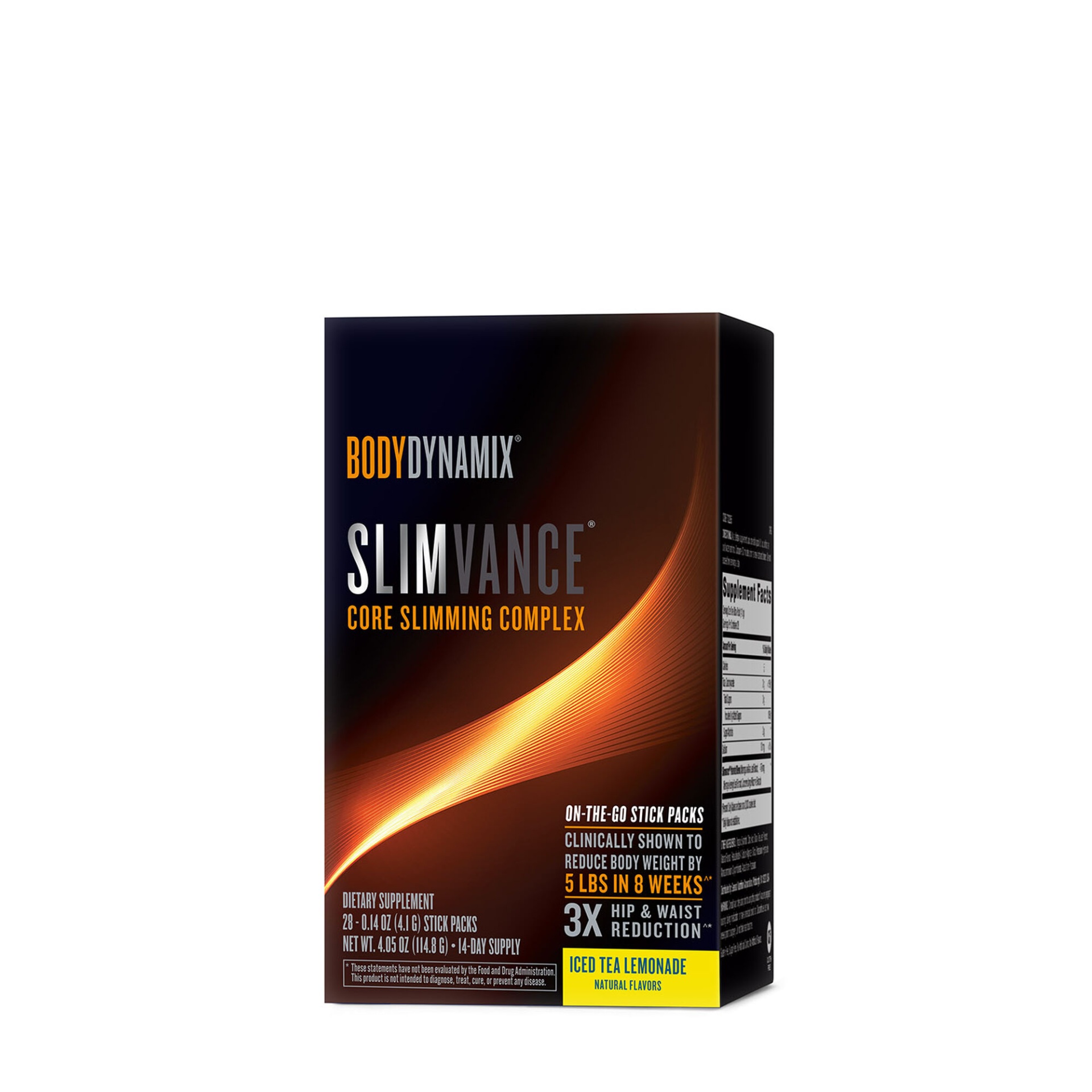 slide 1 of 1, BodyDynamix Slimvance Core Slimming Complex Stick Packets - Iced Tea Lemonade, 28 ct