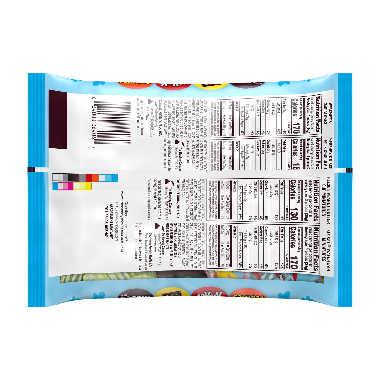 slide 2 of 2, Hershey's REESE'S, KIT KAT and HERSHEY'S Miniatures Chocolate Assortment Candy, Easter, 7.3 oz, Variety Bag (30 Pieces), 30 ct