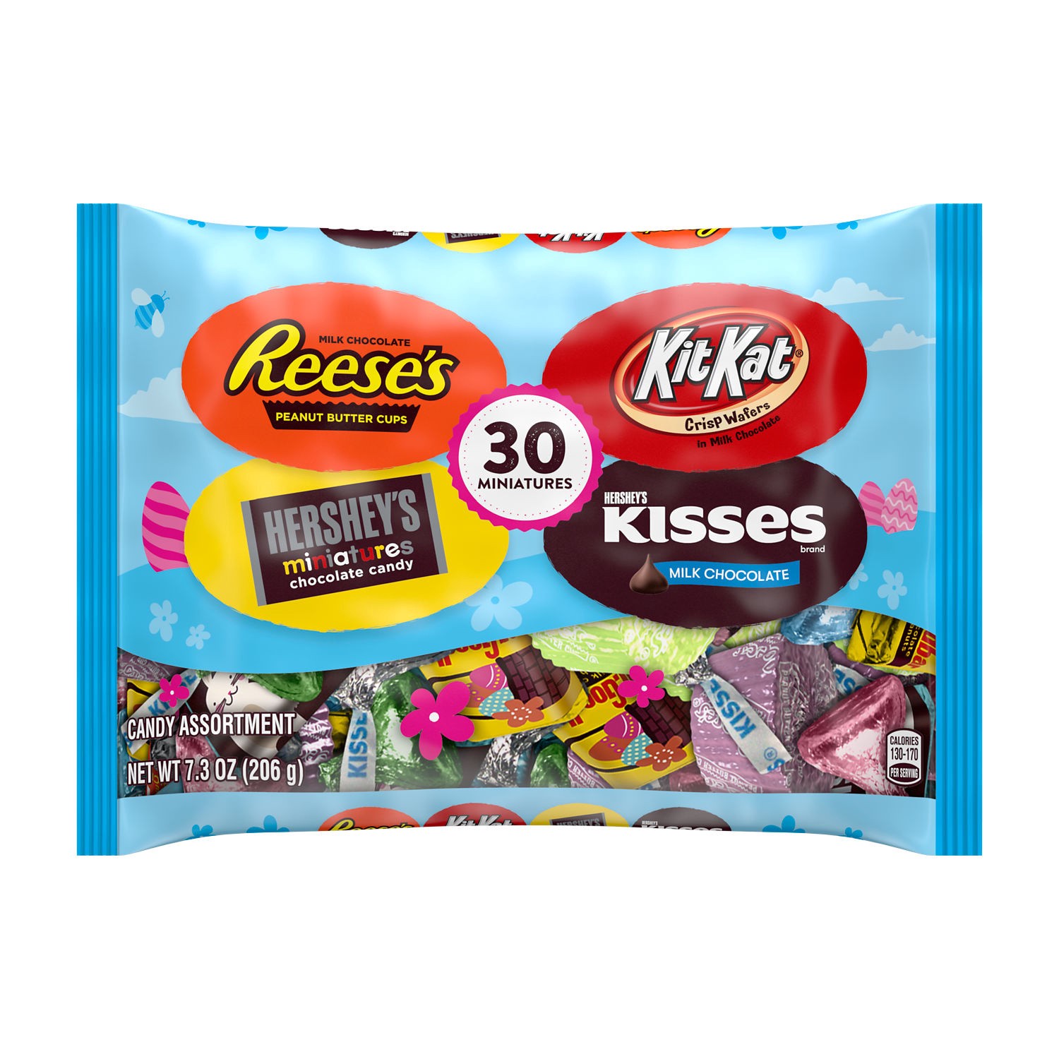 slide 1 of 2, Hershey's REESE'S, KIT KAT and HERSHEY'S Miniatures Chocolate Assortment Candy, Easter, 7.3 oz, Variety Bag (30 Pieces), 30 ct