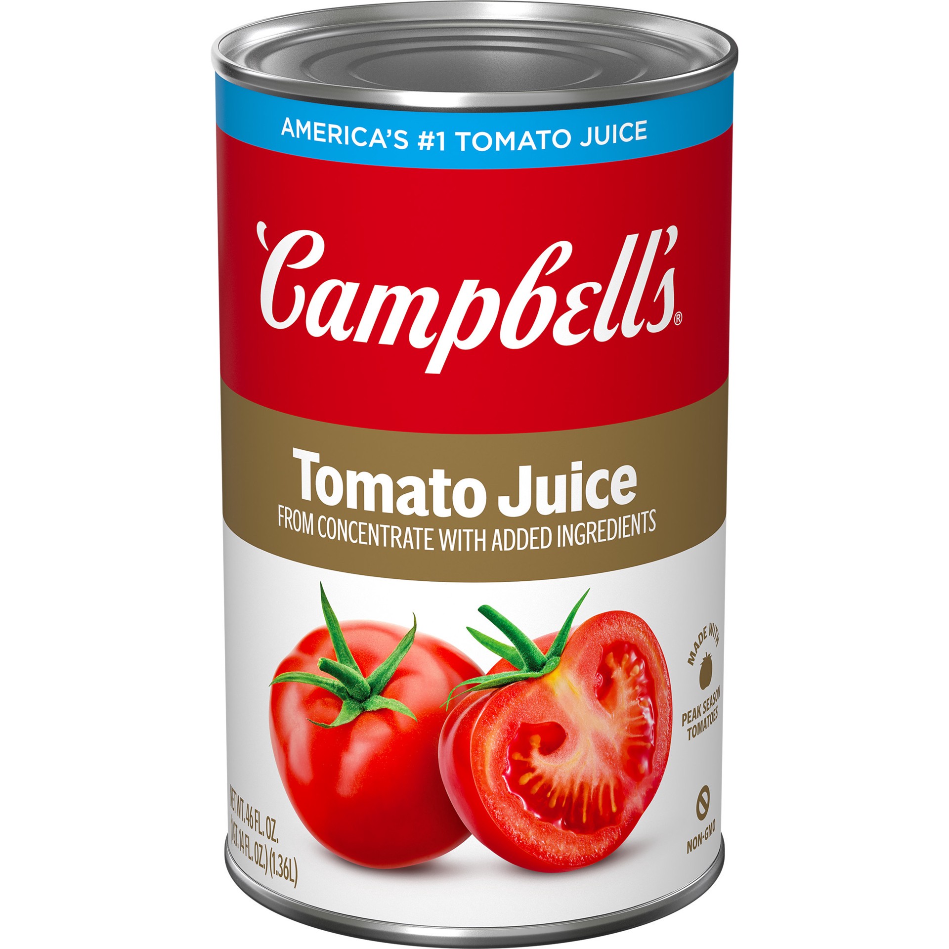 slide 1 of 4, Campbell's 100% Tomato Juice, 46 fl oz Can, 46 oz