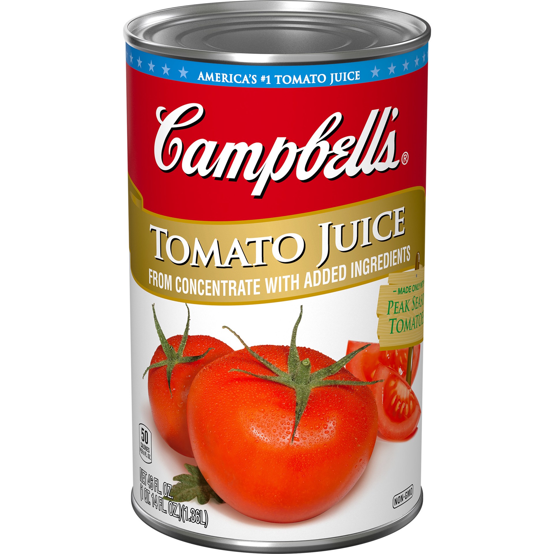 slide 1 of 4, Campbell's Tomato Juice, 100% Tomato Juice, 46 oz Can, 46 oz