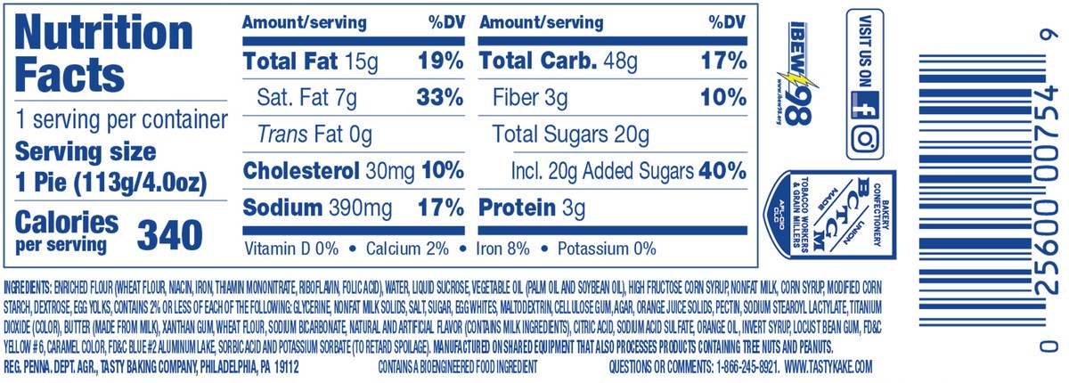 slide 7 of 9, Tastykake Orange Creme Baked Pie 4 oz, 4 oz