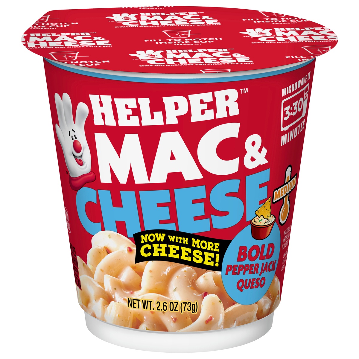 slide 1 of 11, Helper Medium Bold Pepper Jack Queso Mac & CheeseCup\Tub, 2.6 oz