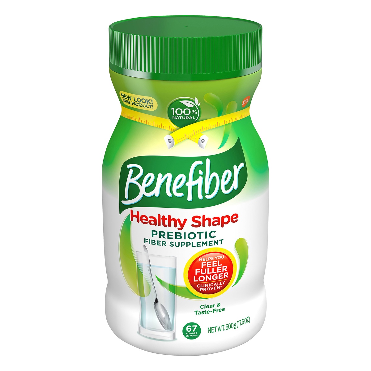 slide 1 of 7, Benefiber Healthy Shape Taste-Free Fiber Supplement Powder, 17.6 oz