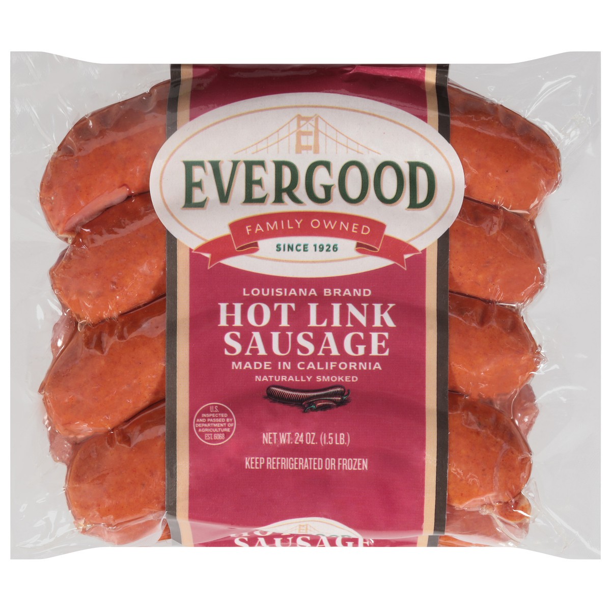 slide 3 of 13, Evergood Hot Link Sausage 24 oz, 24 oz