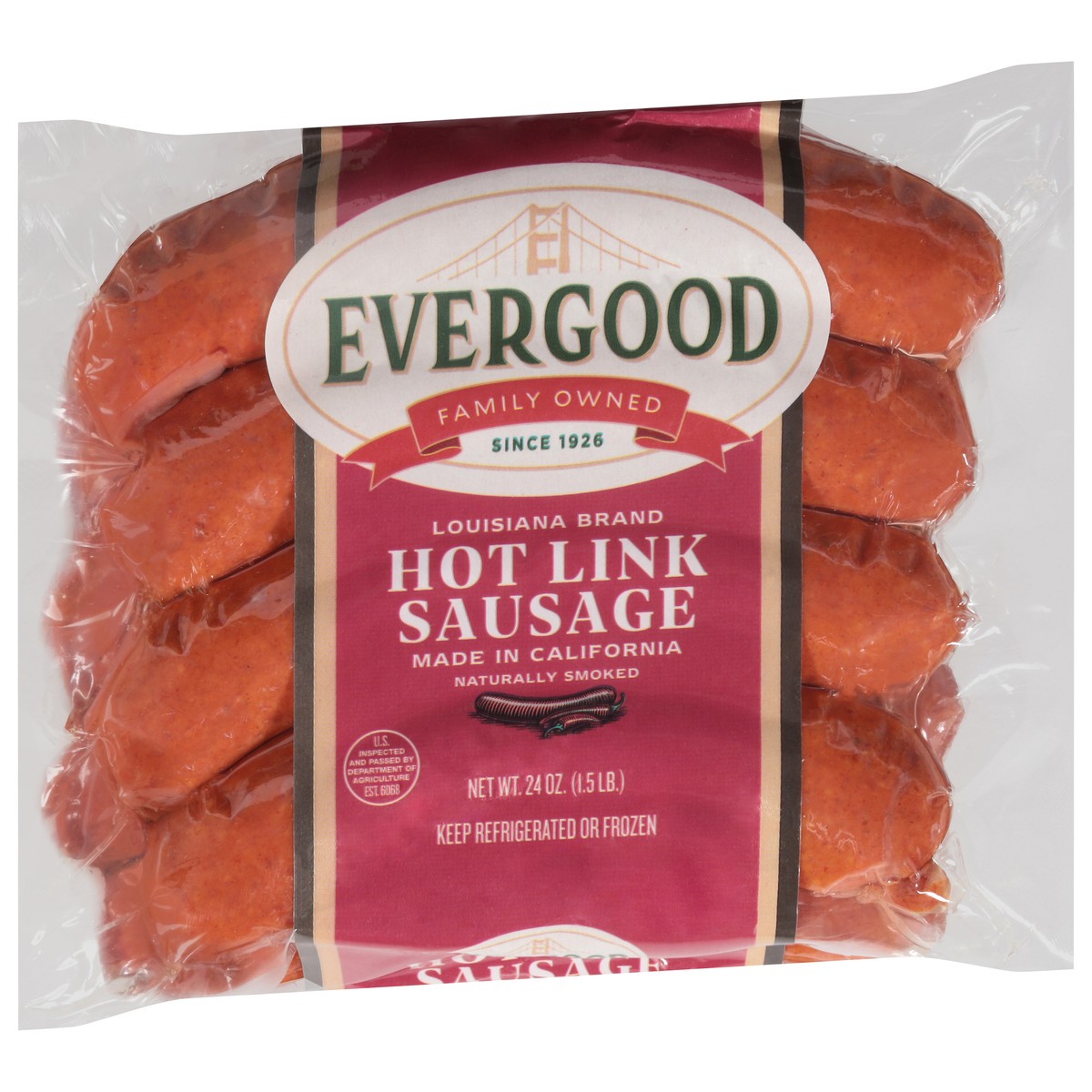 slide 13 of 13, Evergood Hot Link Sausage 24 oz, 24 oz