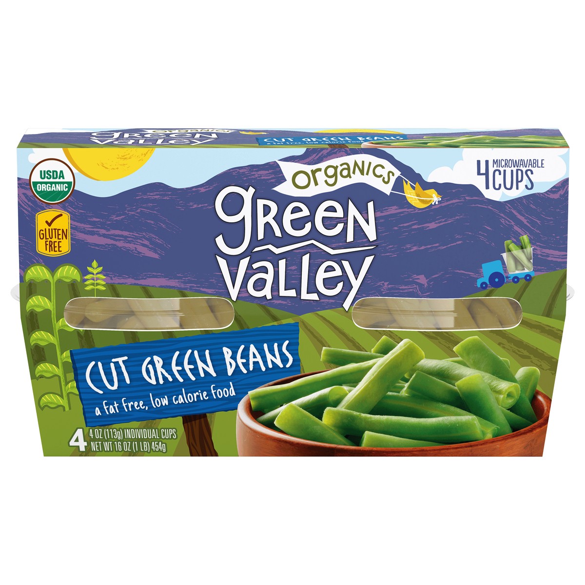 slide 2 of 9, Green Valley Organics Organics Cut Green Beans 4 - 4 oz Cups, 4 ct