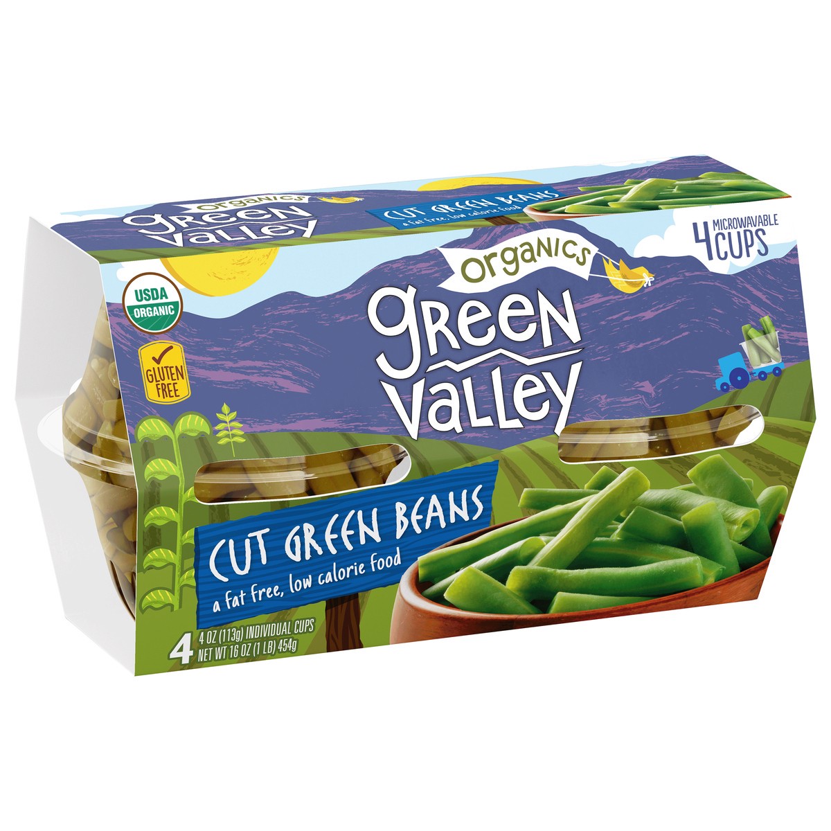 slide 3 of 9, Green Valley Organics Organics Cut Green Beans 4 - 4 oz Cups, 4 ct