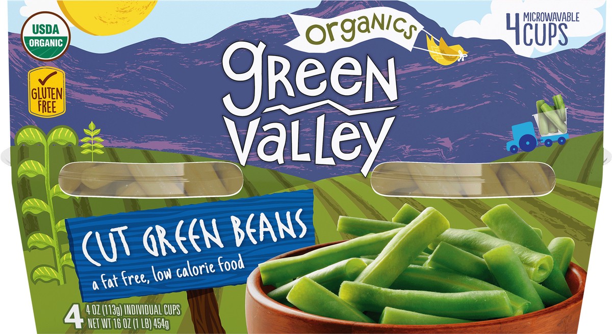 slide 4 of 9, Green Valley Organics Organics Cut Green Beans 4 - 4 oz Cups, 4 ct